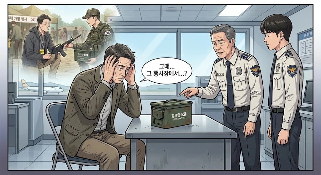 군형사사건에서 진술 내용과 객관적 증거를 비교해 확인하는 장면