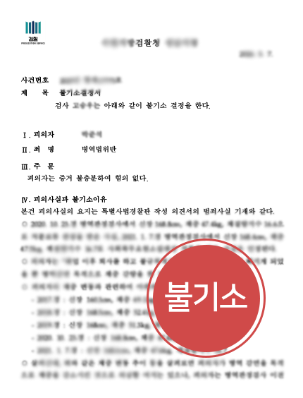 병역기피처벌 방어하여 불기소 받은 사례